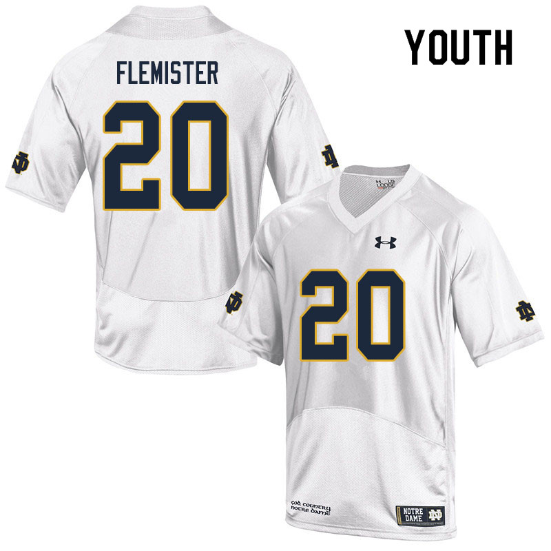 Youth #20 C'Bo Flemister Notre Dame Fighting Irish College Football Jerseys Sale-White